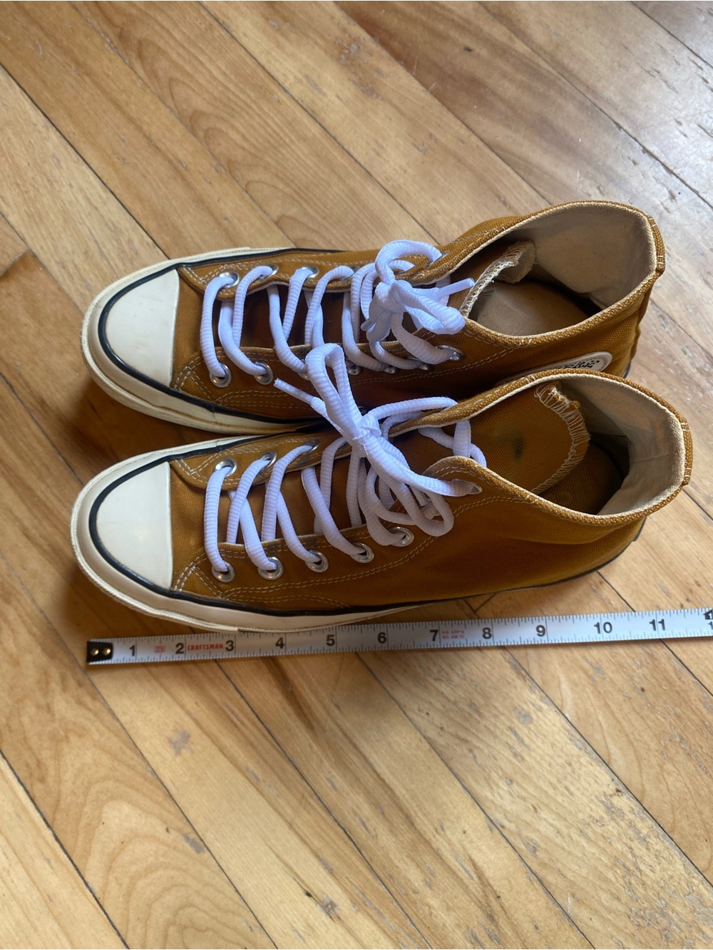 Converse High-Top Sneakers in Mustard Yellow with White Accents - Picture 10 of 10